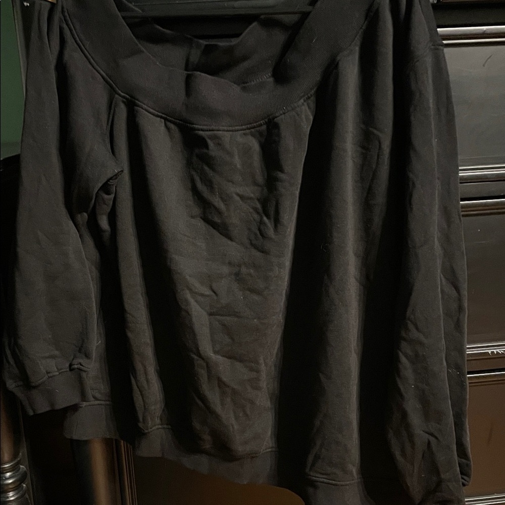 H&M Black Off The Shoulder Cuffed Sweatshirt